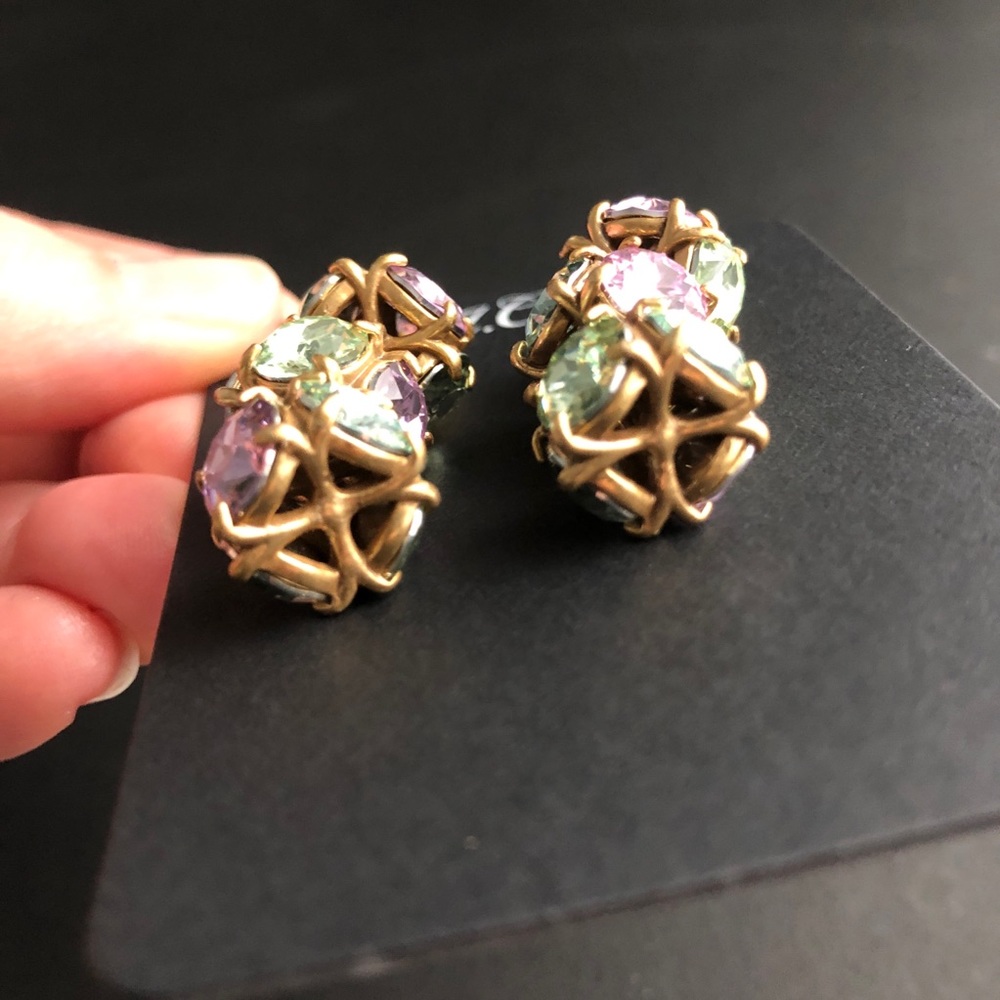 NWT J.Crew Twisted Crystal Drop Earrings - Picture 3 of 5